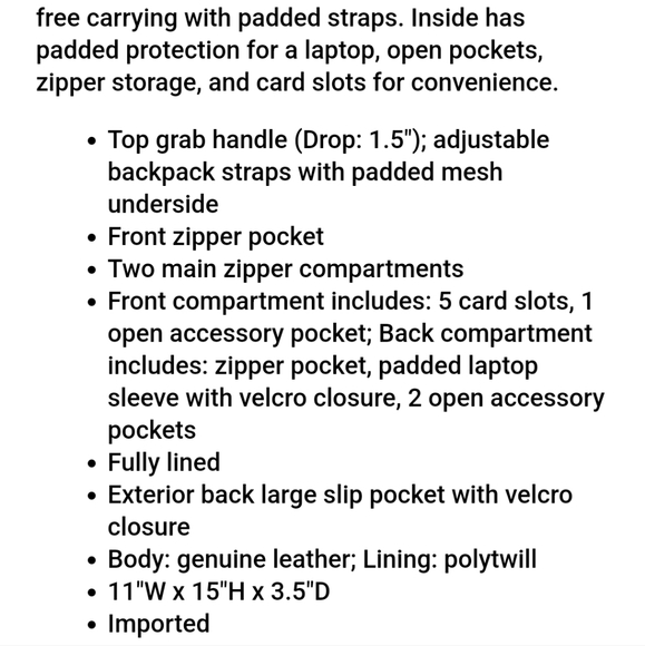 Wilson's Leather Brown Backpack - Picture 12 of 14